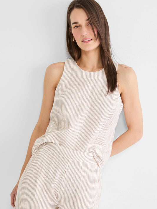 Pinstripe Gauze Pop On Tank