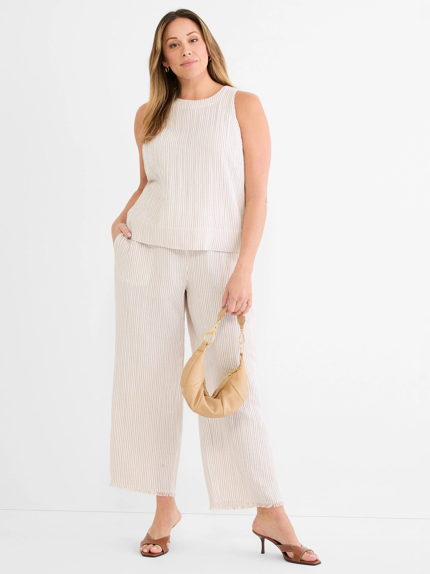 Pinstripe Gauze Pop On Tank