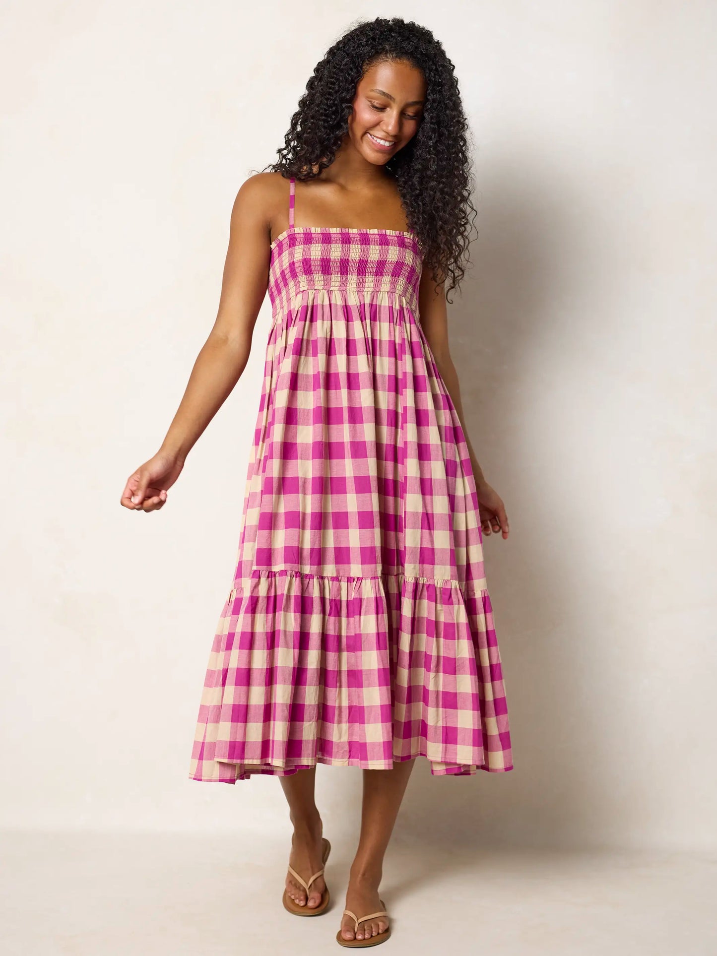 Flora Convertible Cotton Maxi Skirt - Fuchsia Gingham