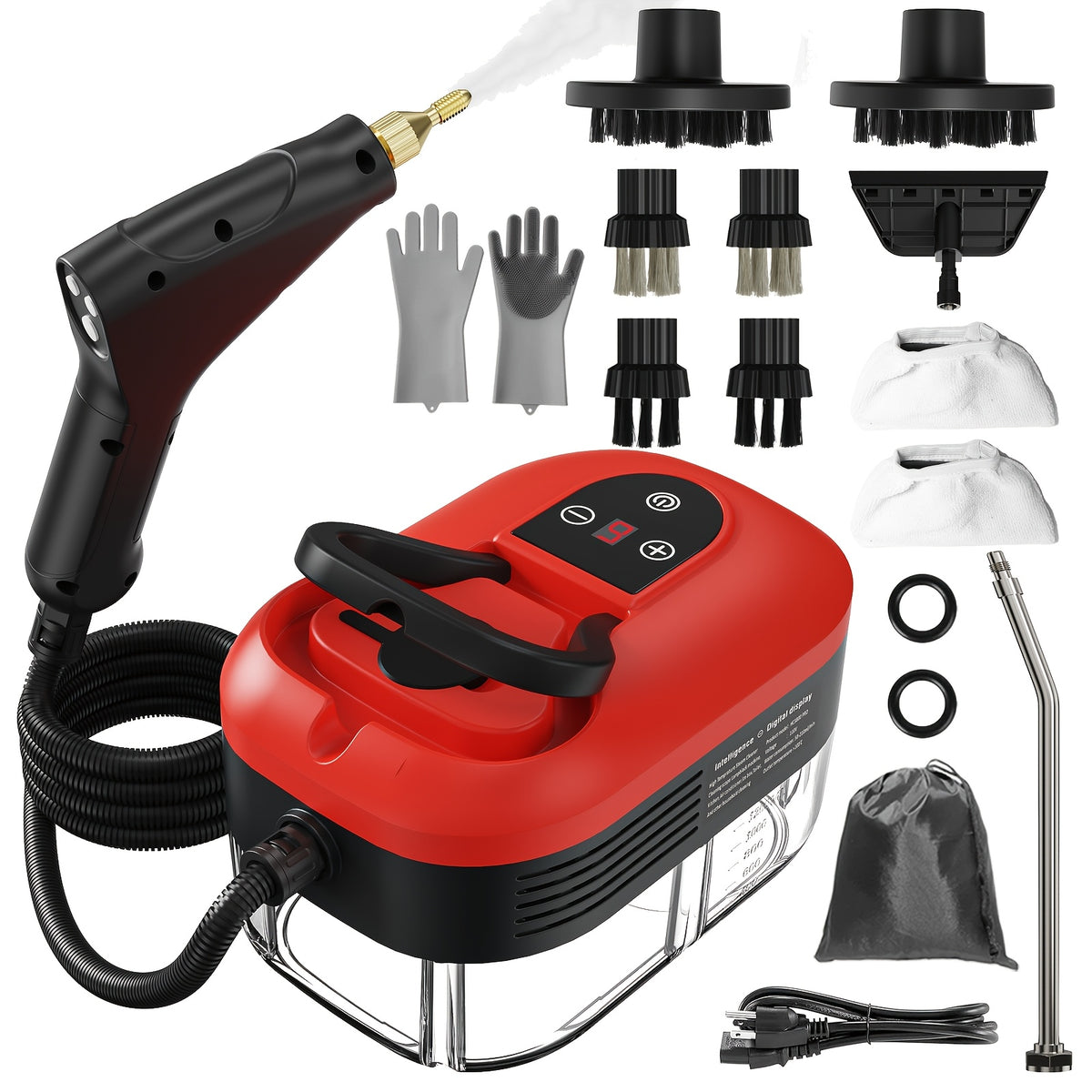 2500 W Steam Cleaner for Household Use, Portable Pressurized Steam Cleaner, High-Temperature Steamer for Car Detailing, Grout, Sofa, Floor Tiles, Bathroom, Microwave, Mattress Bed Bug Removal, Windows