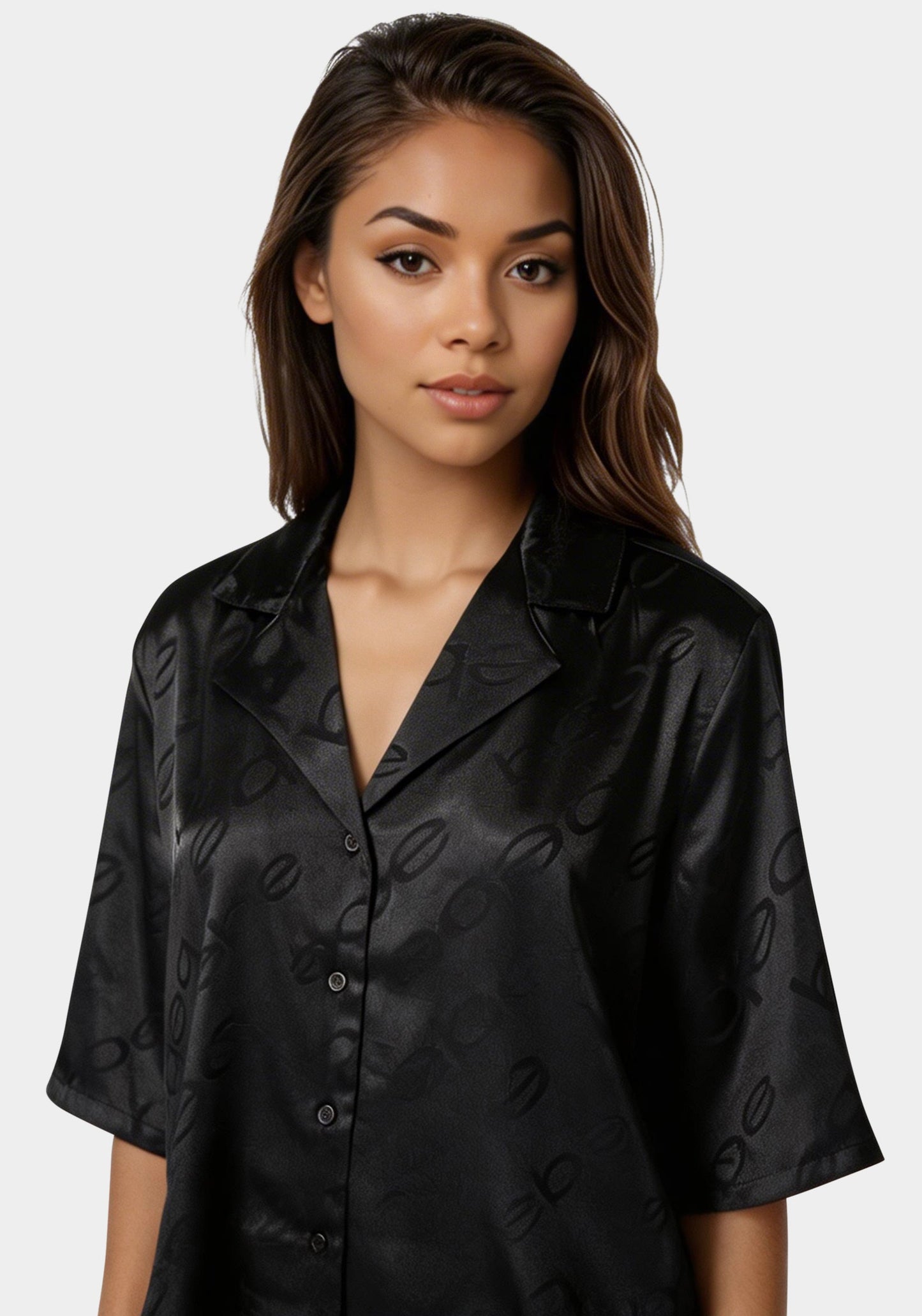 2pc Satin Notch Collar Pant Set