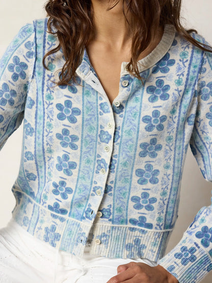 Your Everything Cardigan Sweater - Lima Stripe Light Grey