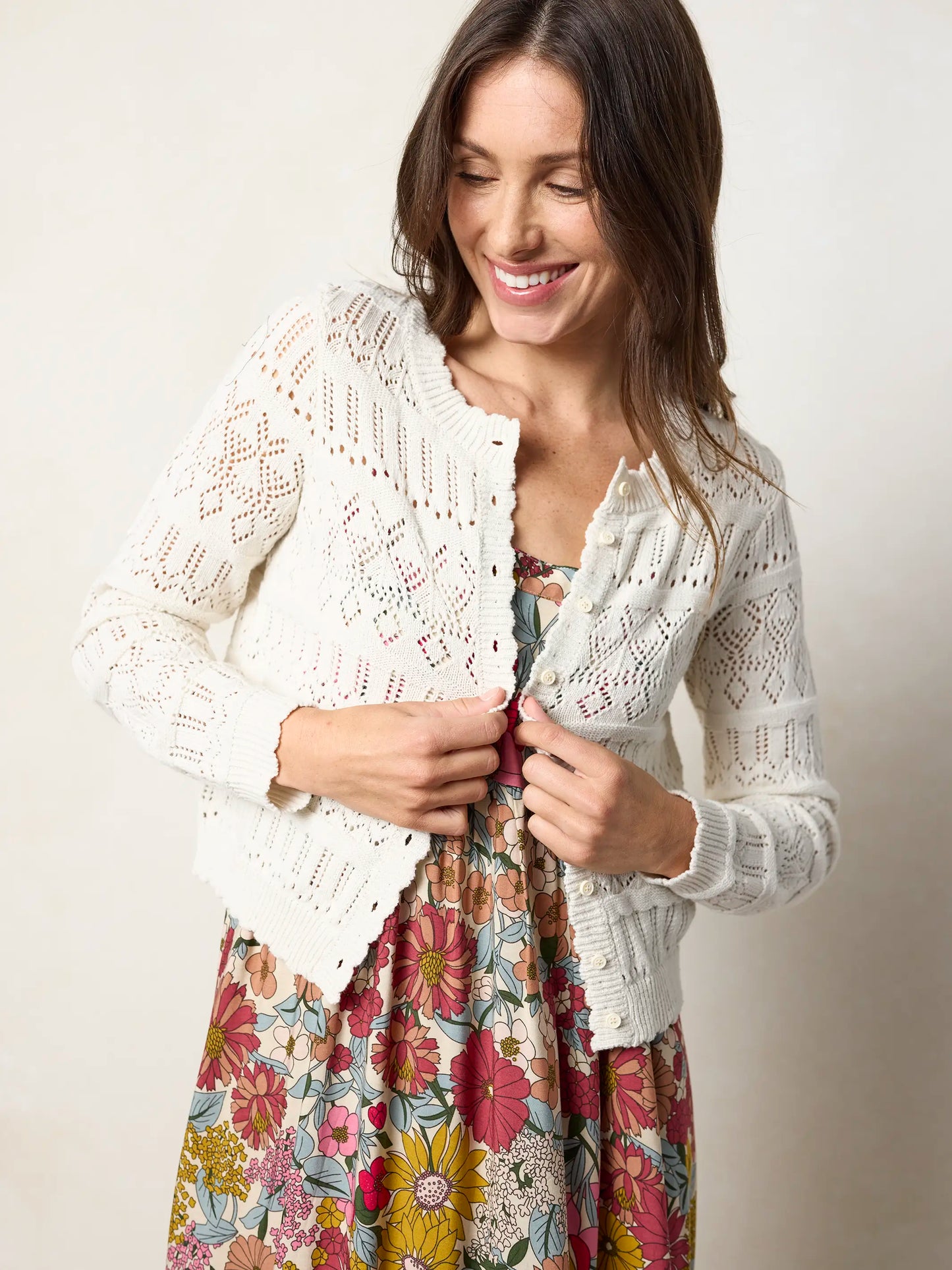 Pointelle Cardigan - Cream