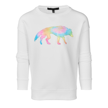 Girl's Rainbow Wolf Patch Crewneck Sweatshirt