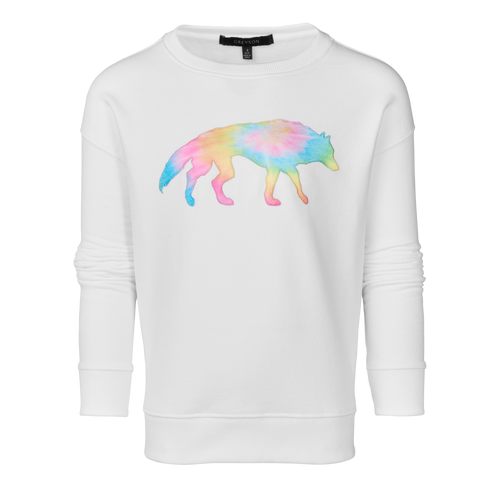Girl's Rainbow Wolf Patch Crewneck Sweatshirt