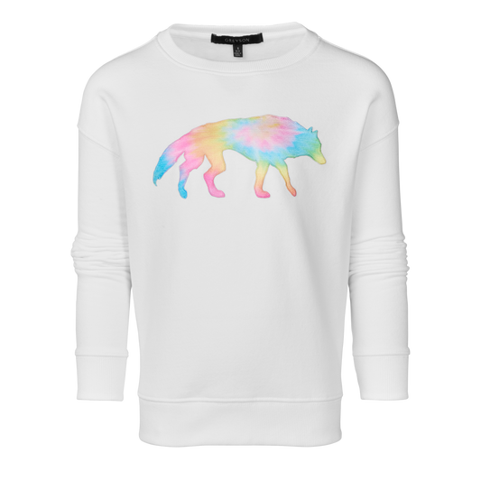 Girl's Rainbow Wolf Patch Crewneck Sweatshirt