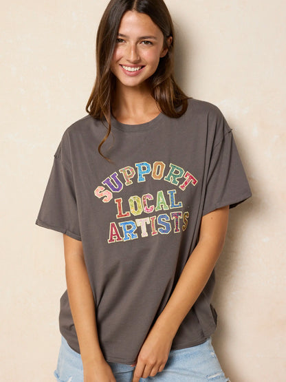 Take It In Cotton Applique Tee - Support Local Artists
