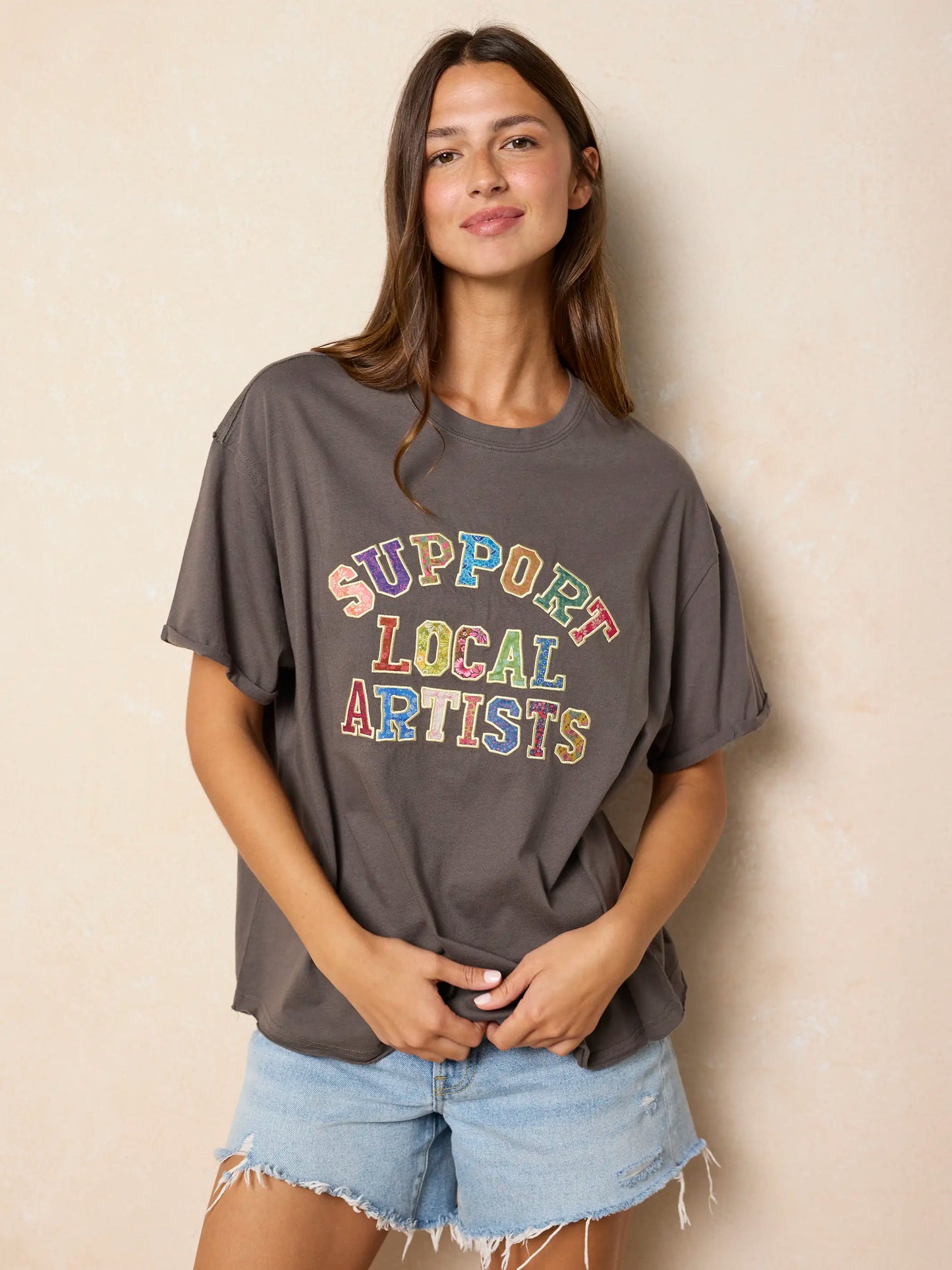 Take It In Cotton Applique Tee - Support Local Artists