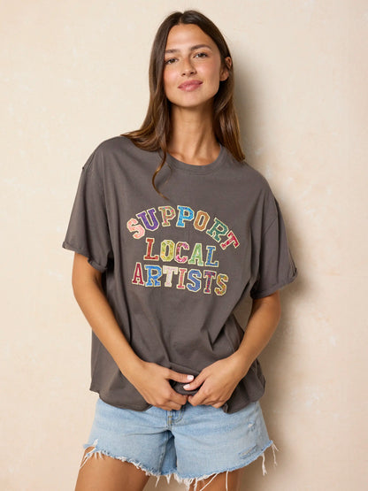 Take It In Cotton Applique Tee - Support Local Artists