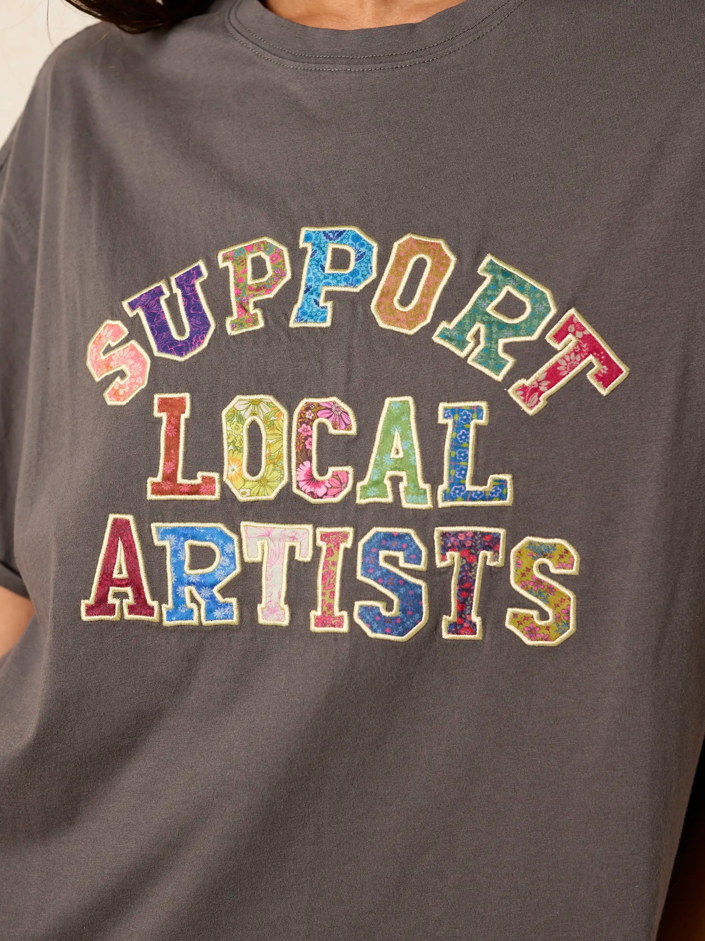 Take It In Cotton Applique Tee - Support Local Artists