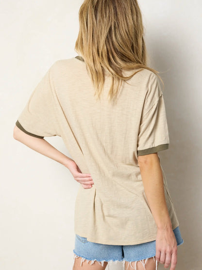 Ringer Oversized Tee Shirt - Picnic Club