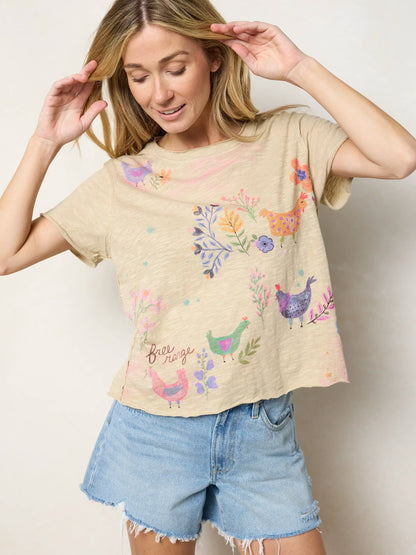 Aiden Cotton Tee - Cream Chicken