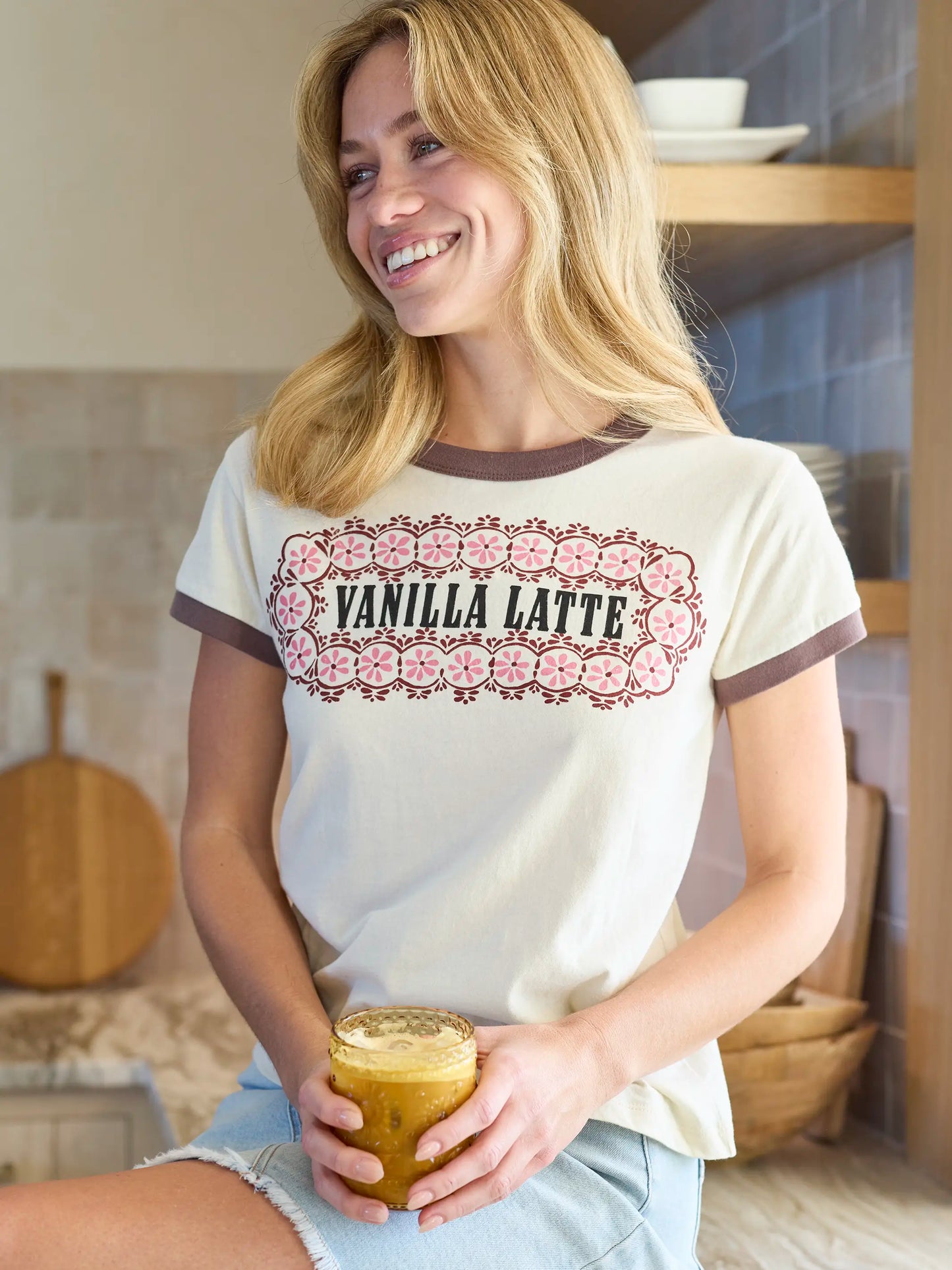 Ringer Cotton Baby Tee - Vanilla Latte