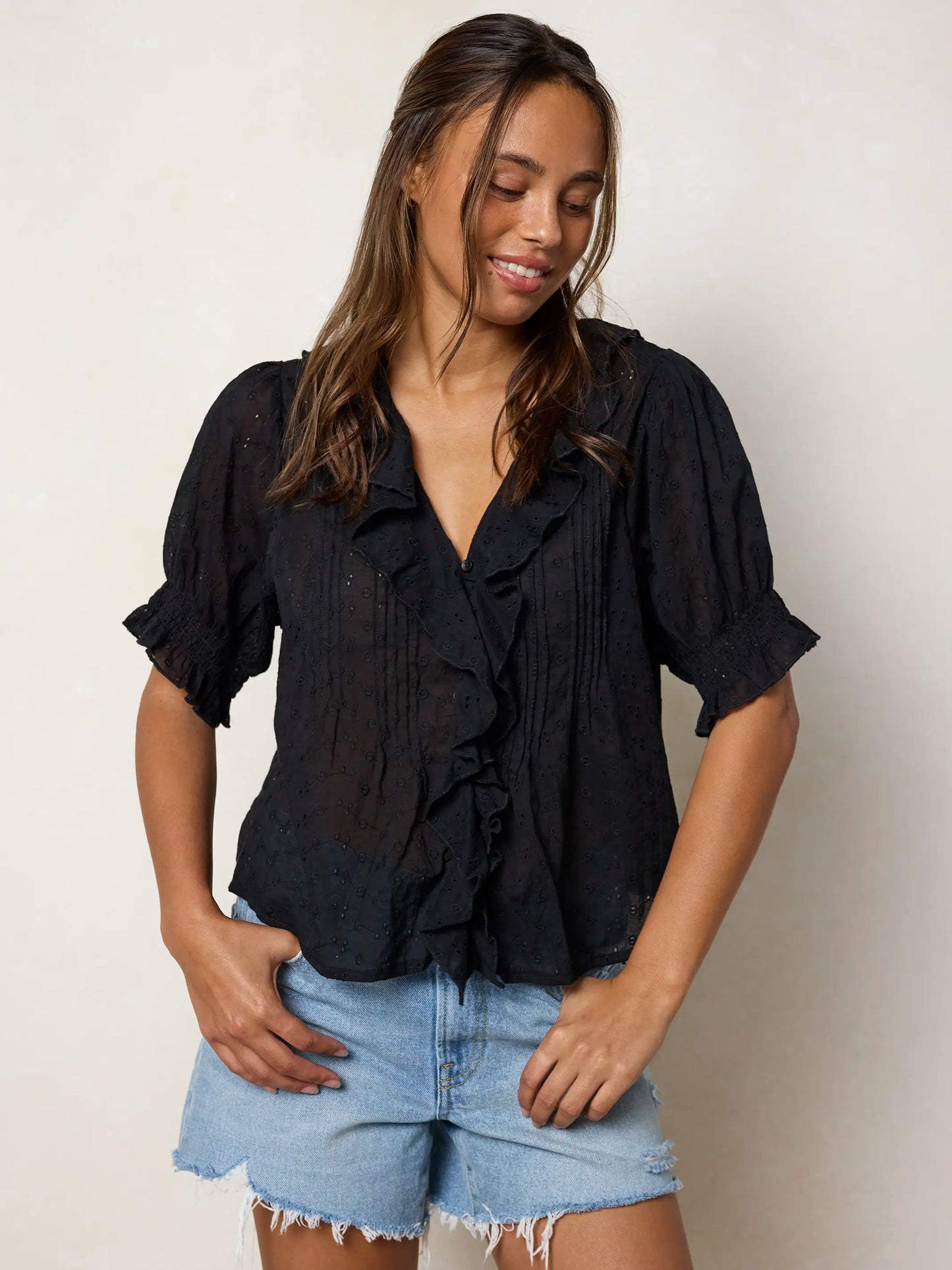 My Favorite Cotton Top - Black Eyelet