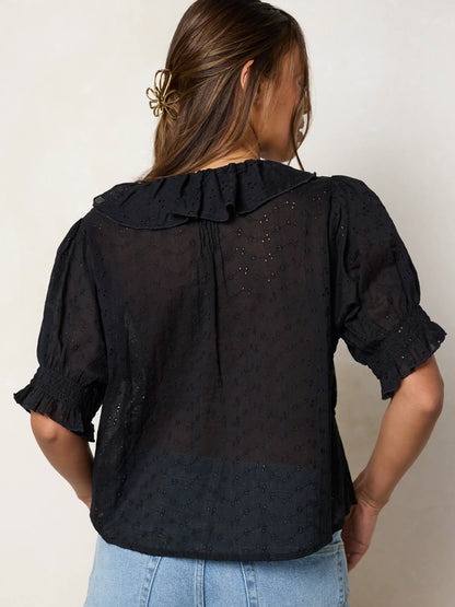 My Favorite Cotton Top - Black Eyelet