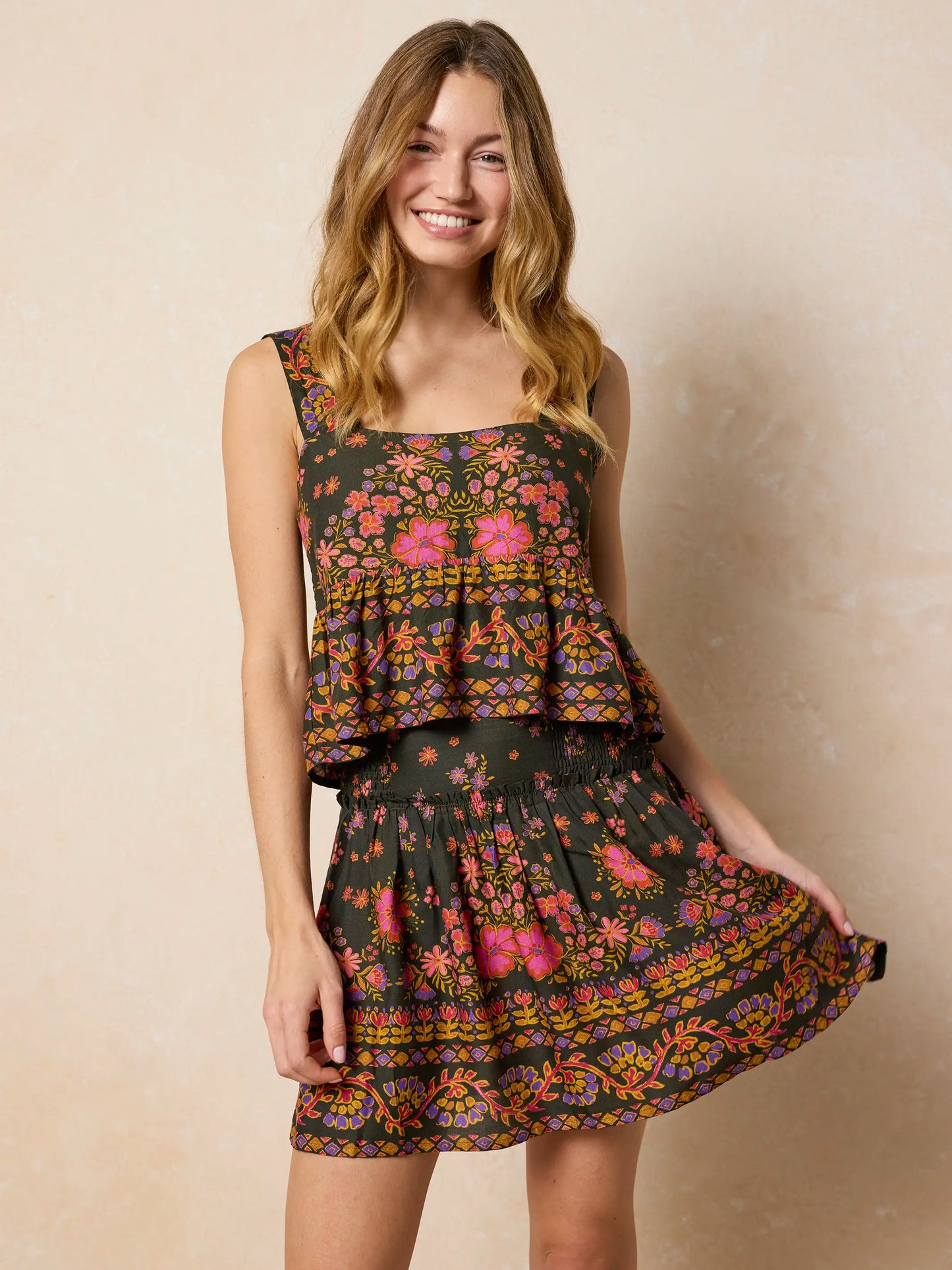 Tricia Top - Blooming Bandana Charcoal