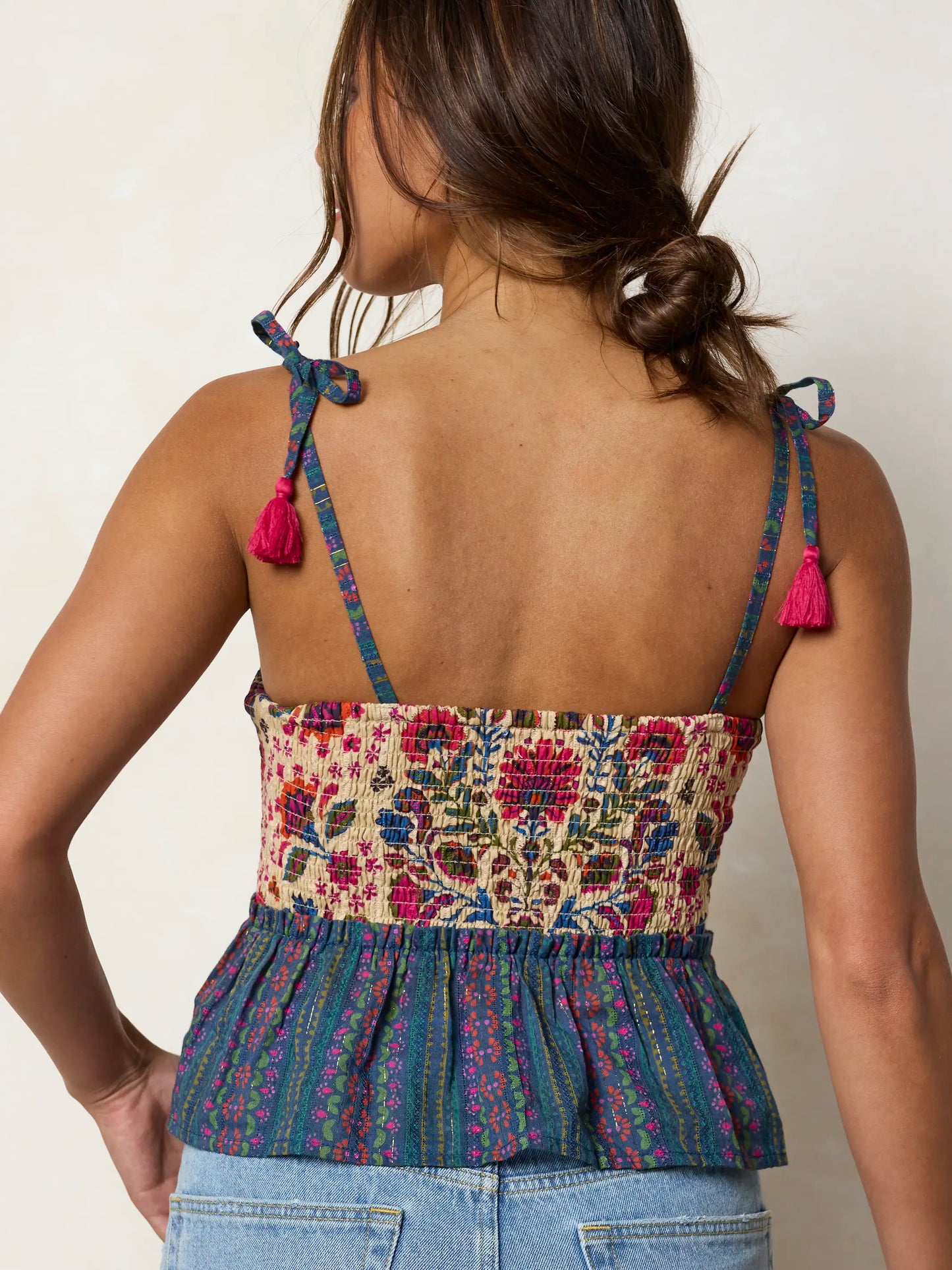 Gracie Smocked Top - Multicolored Folk Stripes