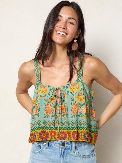 Cara Top - Buttercup Floral Seafoam