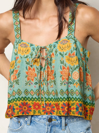 Cara Top - Buttercup Floral Seafoam
