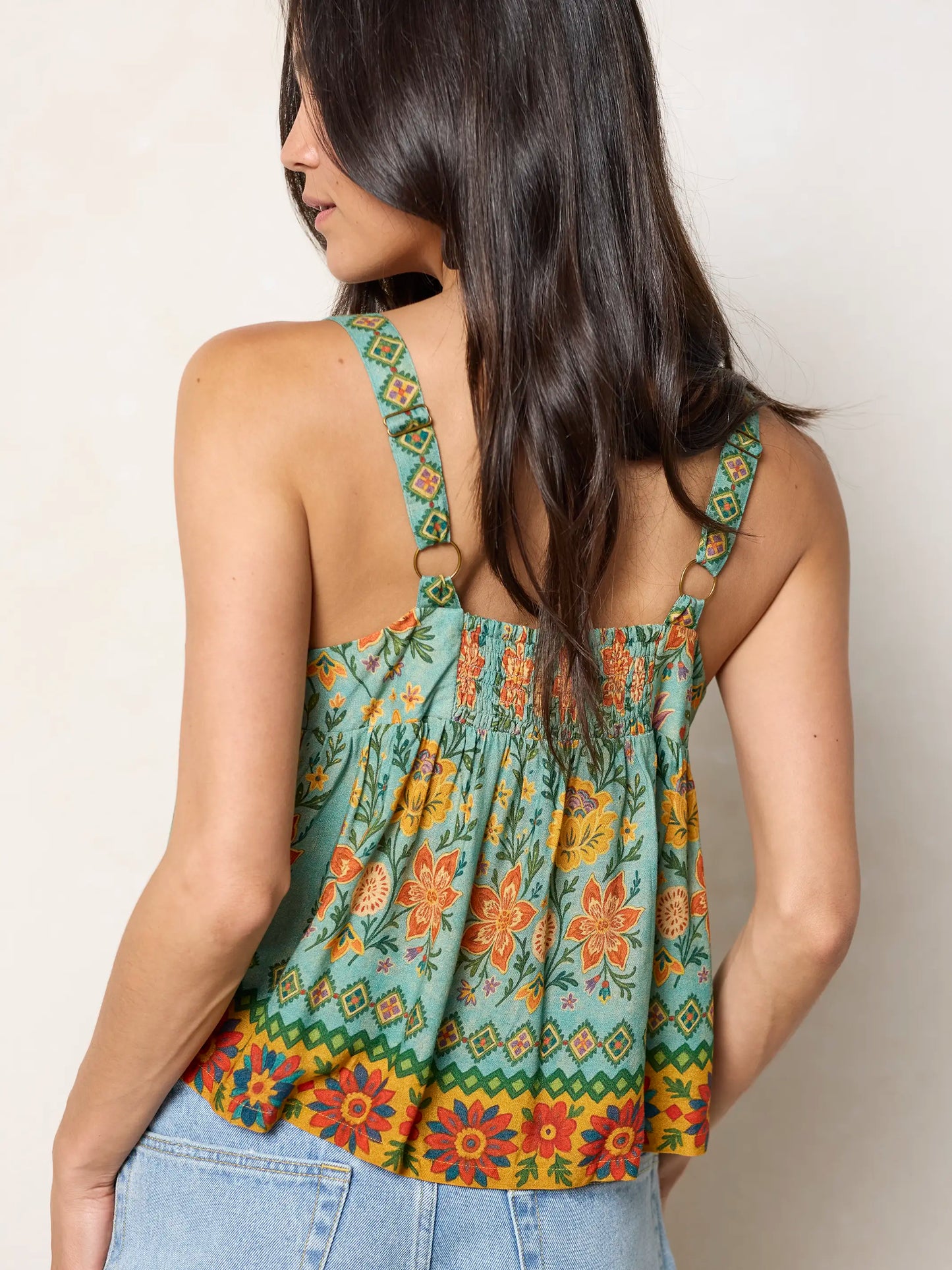 Cara Top - Buttercup Floral Seafoam