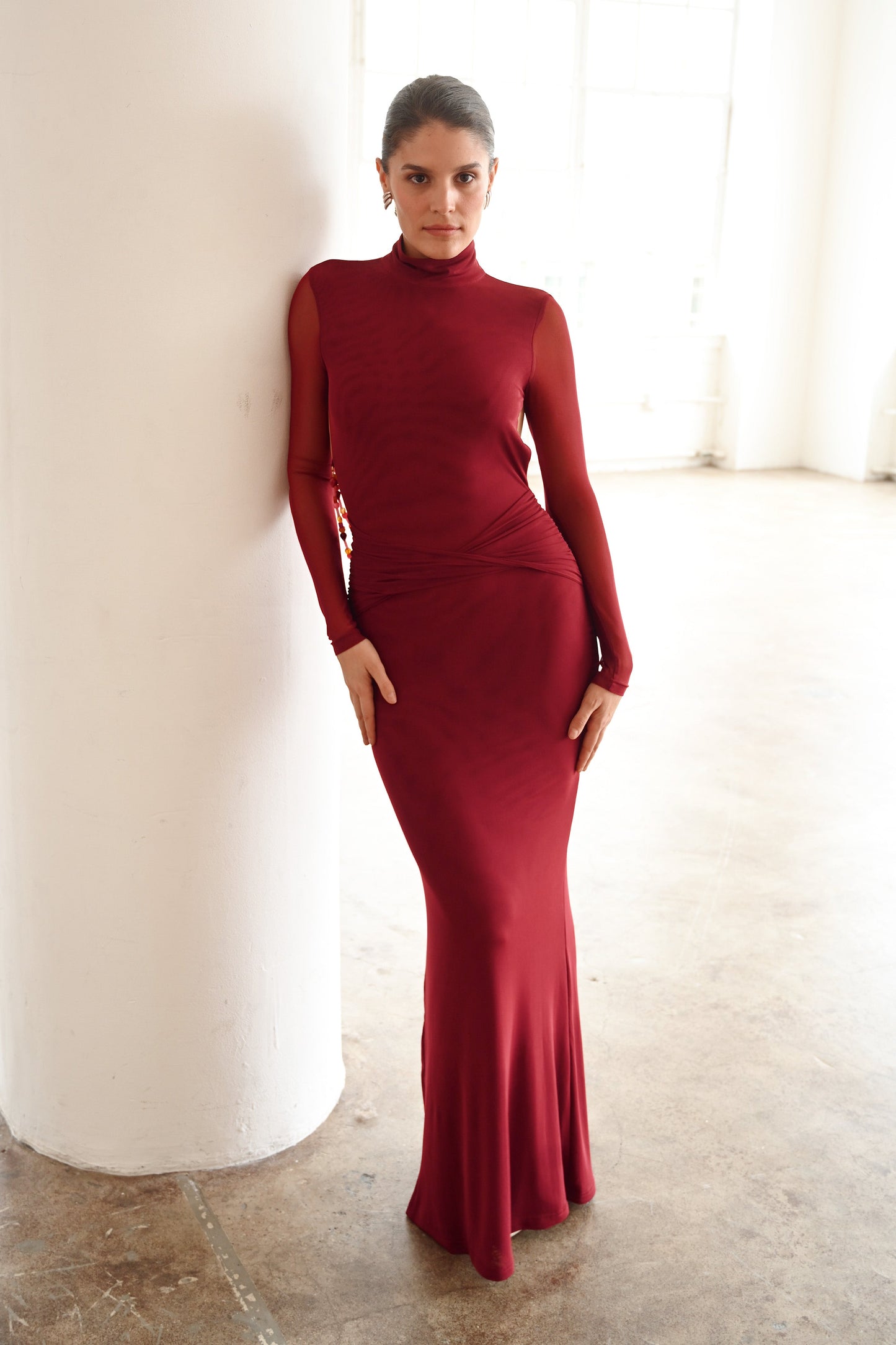 Salome Beaded Dress — Merlot