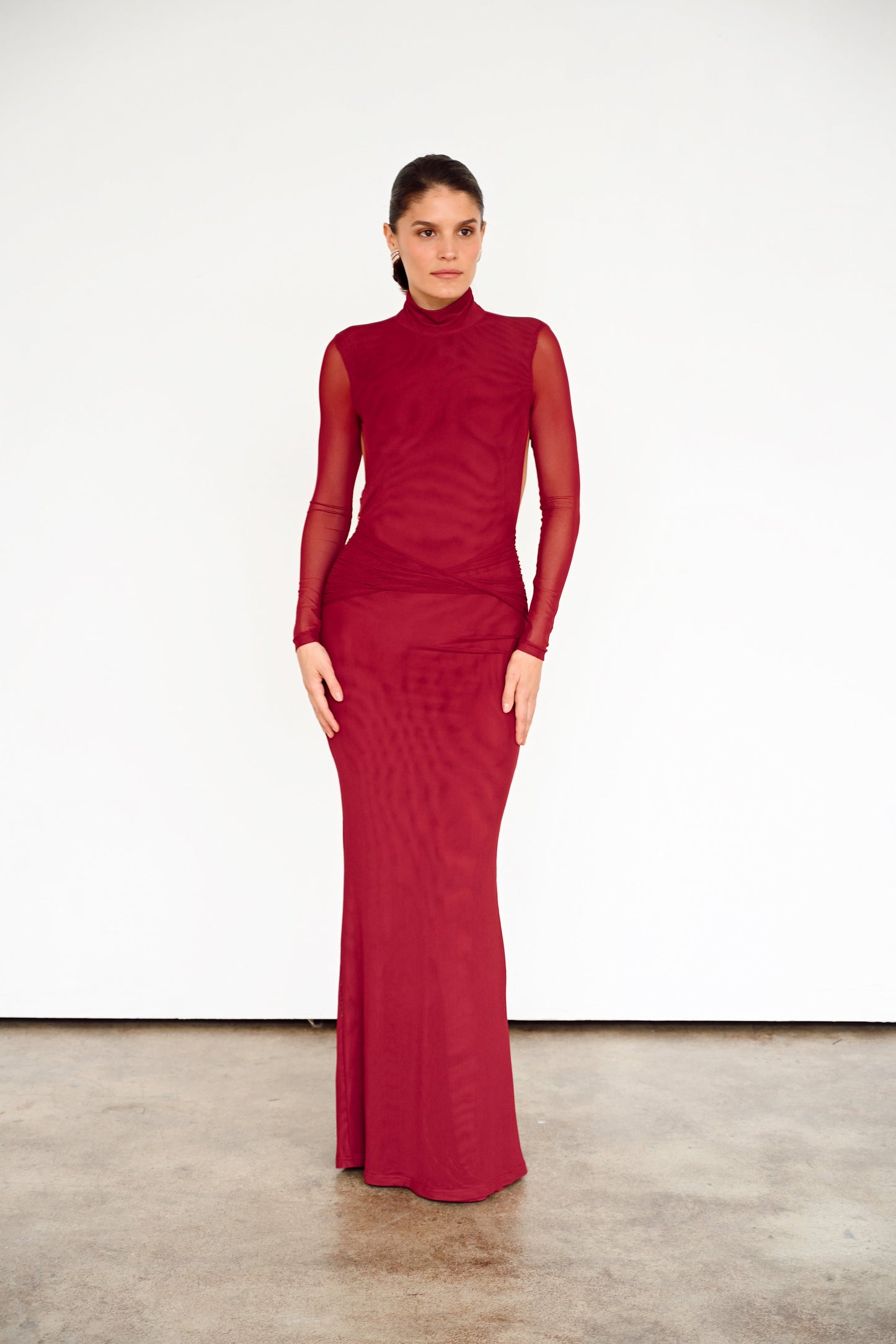Salome Beaded Dress — Merlot