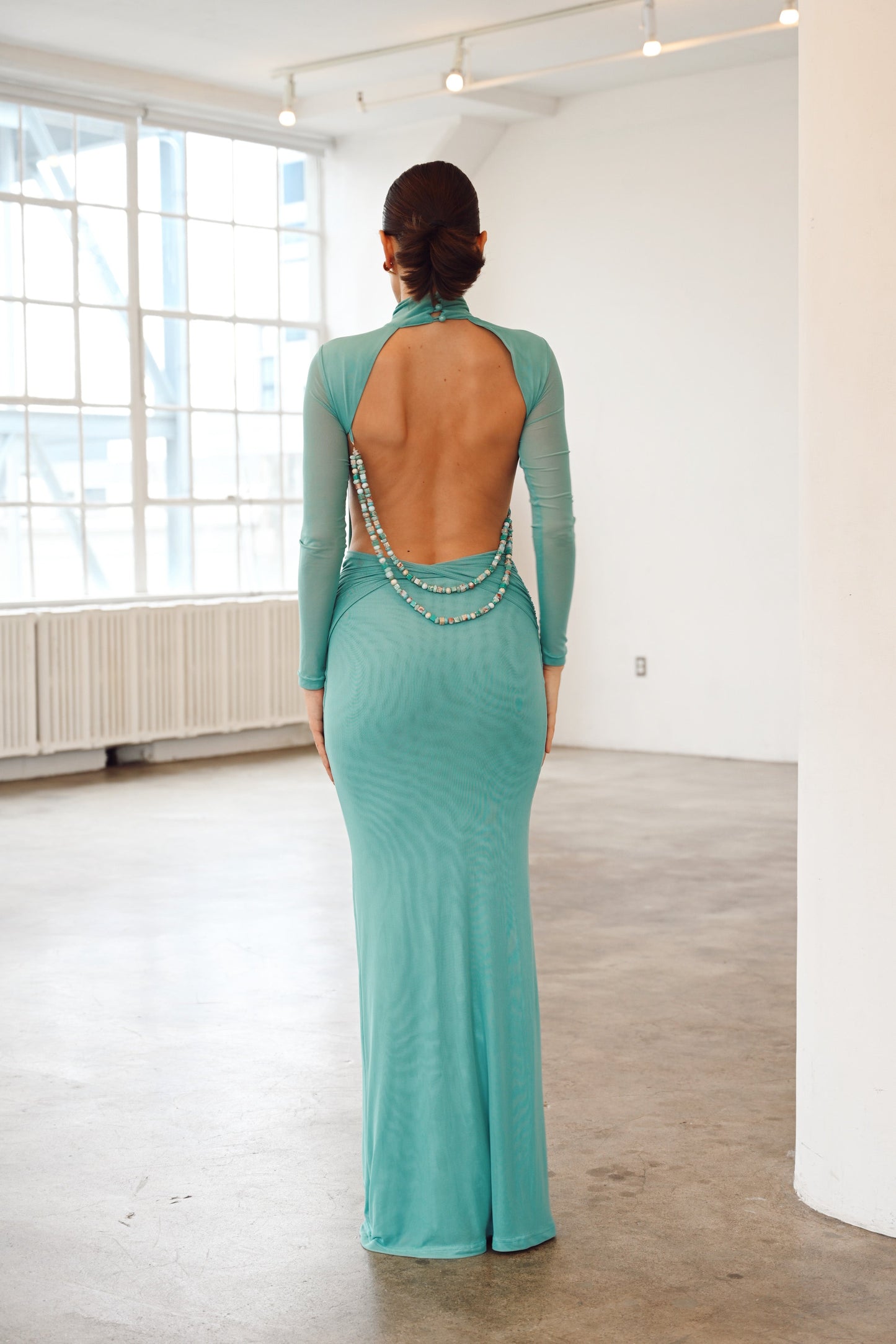 Salome Beaded Dress — Teal