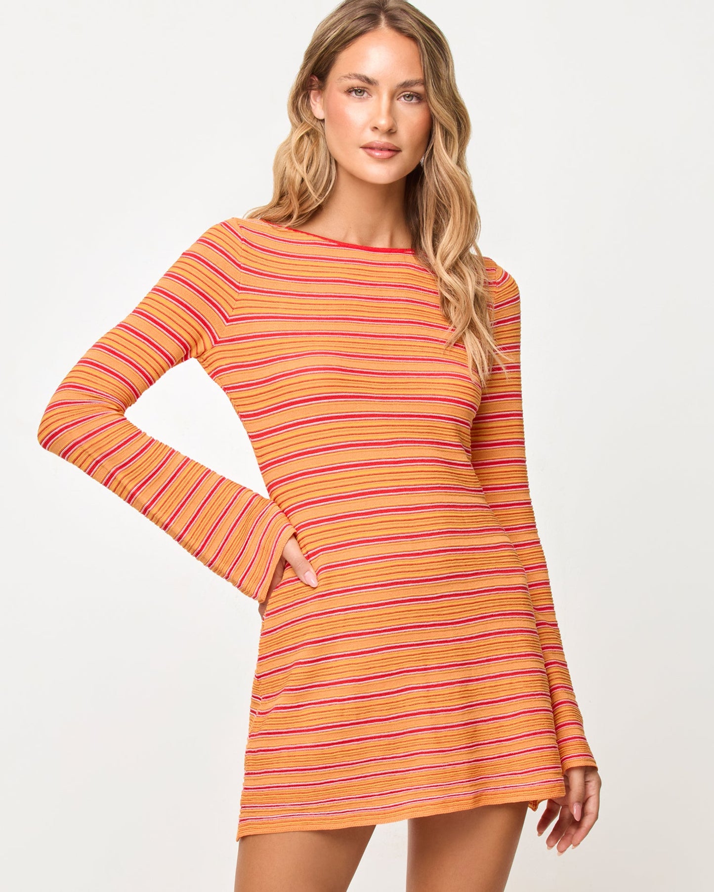 x The Salty Blonde Tita Dress - Chili Pepper Stripe