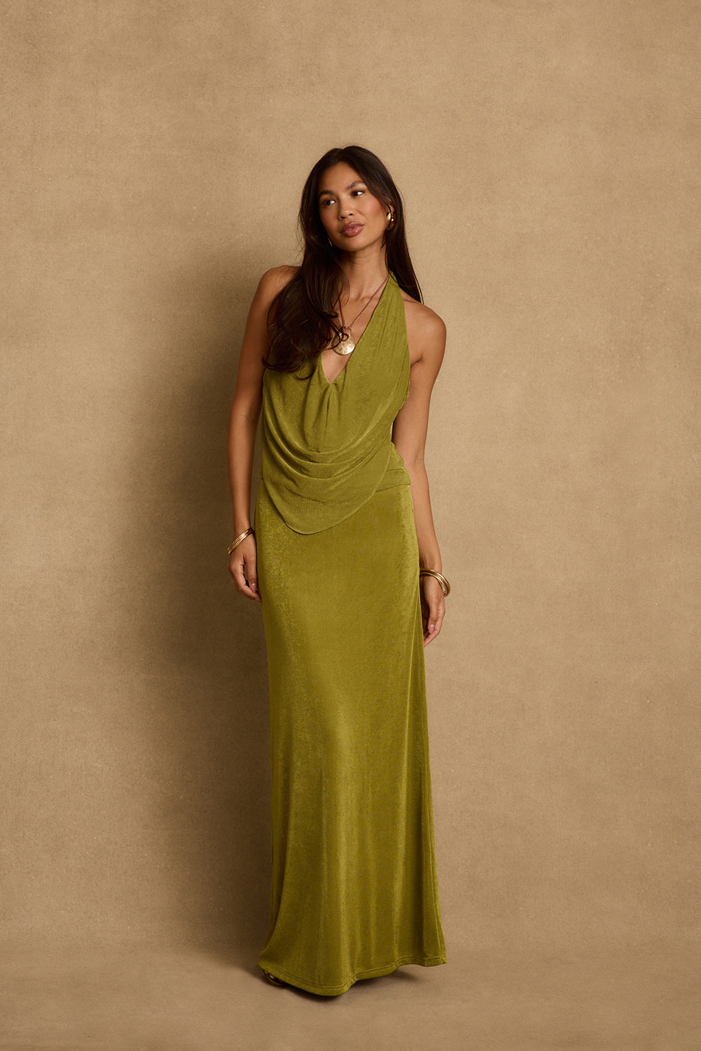 Eliana Chartreuse Halter Top