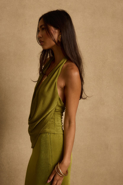 Eliana Chartreuse Halter Top