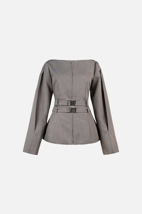 Vyana Belted Jacket — Slate