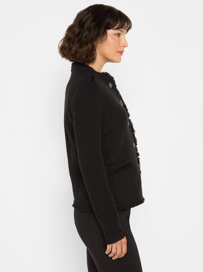 Military Fringe Mix Knit Jacket