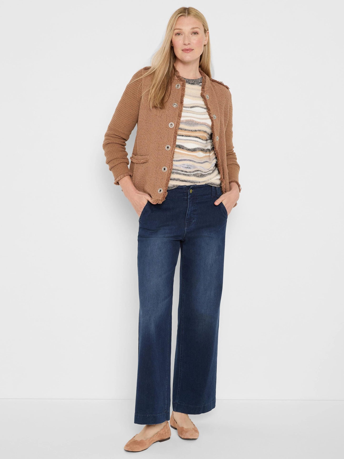 Military Fringe Mix Knit Jacket