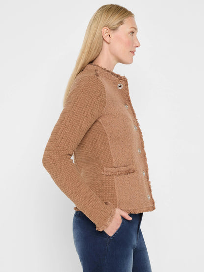 Military Fringe Mix Knit Jacket