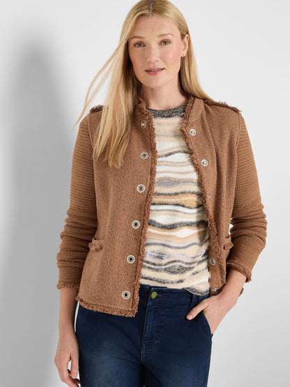 Military Fringe Mix Knit Jacket