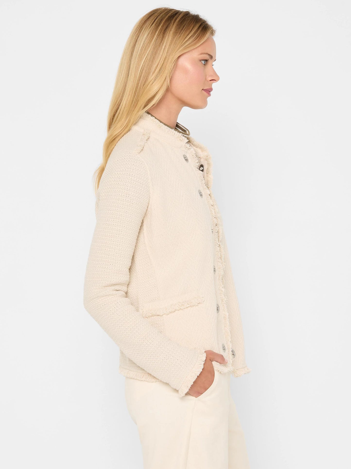 Military Fringe Mix Knit Jacket
