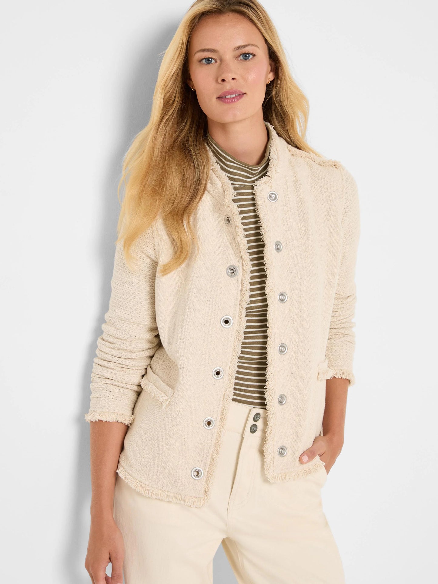 Military Fringe Mix Knit Jacket
