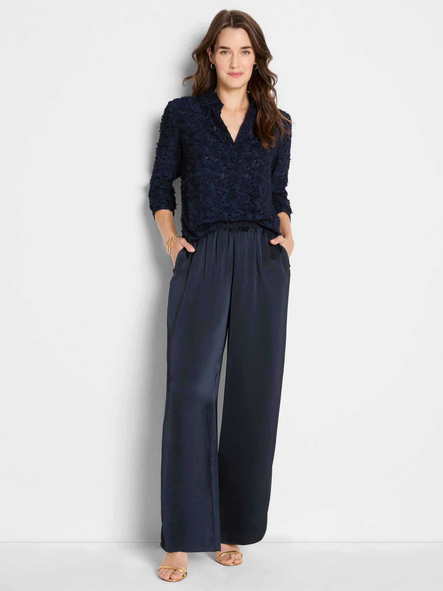 Any Occasion Clipped Jacquard Top