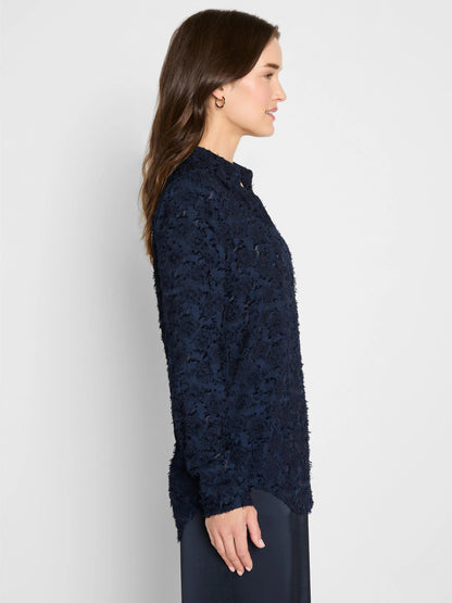 Any Occasion Clipped Jacquard Top