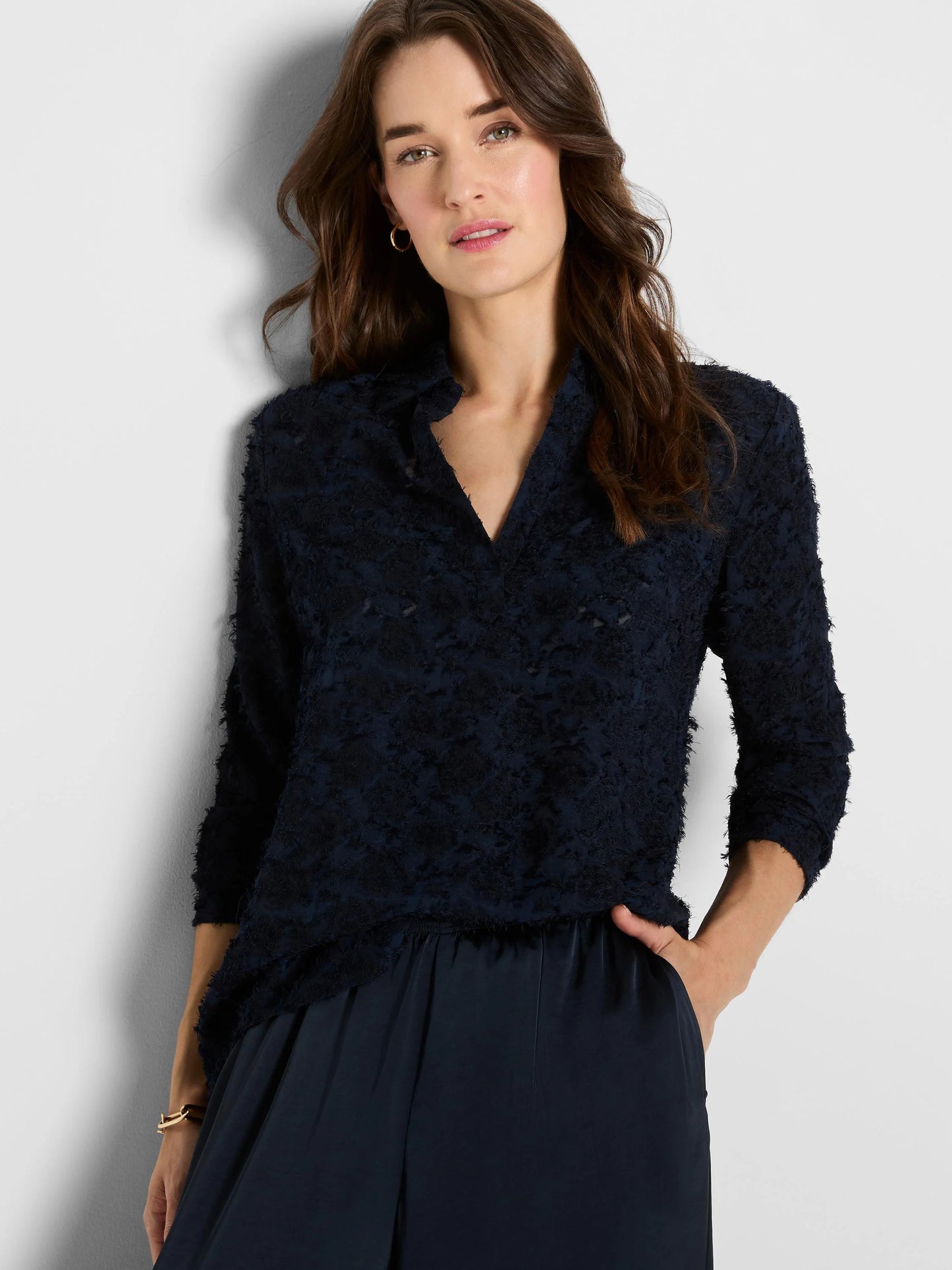 Any Occasion Clipped Jacquard Top