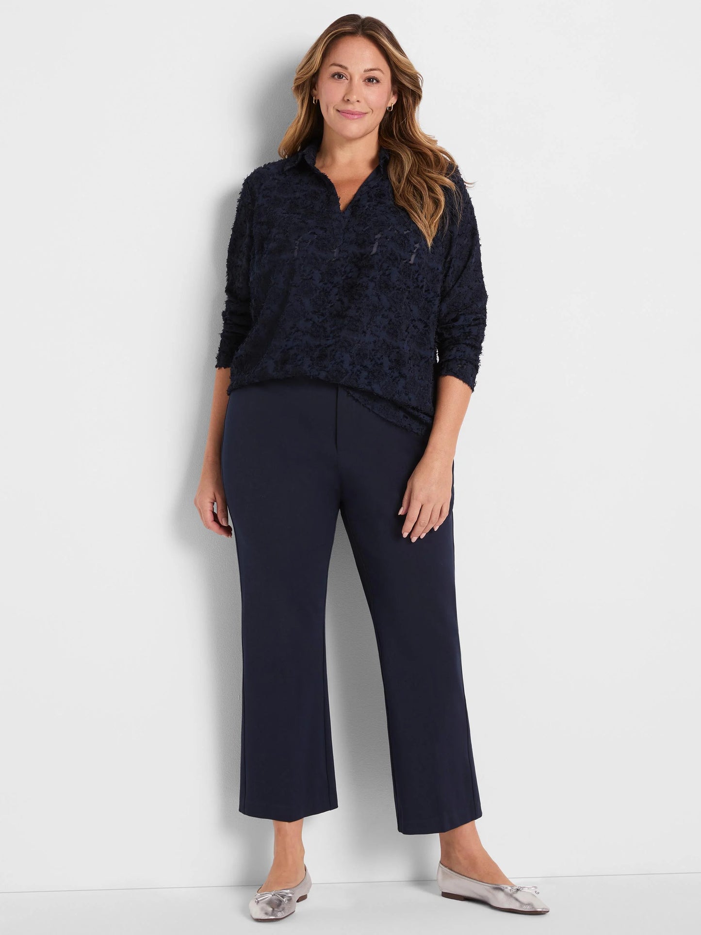 Any Occasion Clipped Jacquard Top