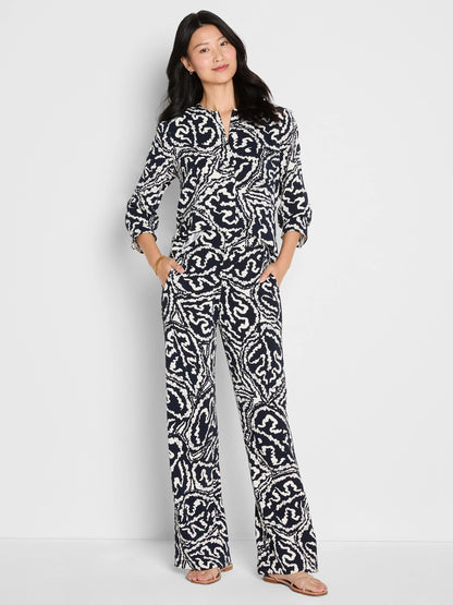 Indigo Leaf Double Crepe Top