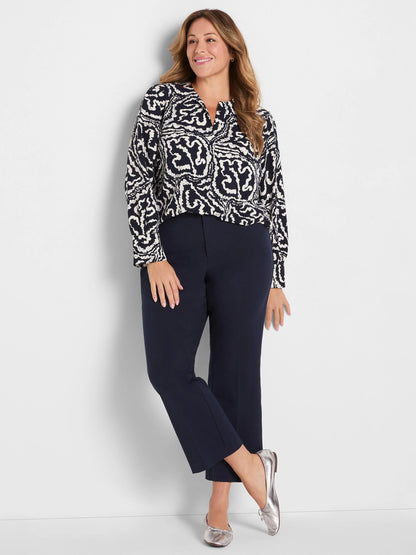 Indigo Leaf Double Crepe Top