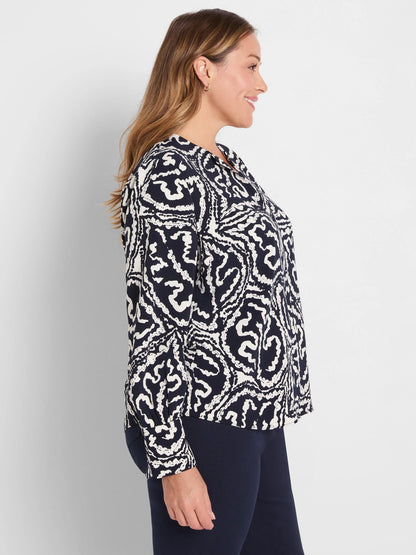 Indigo Leaf Double Crepe Top