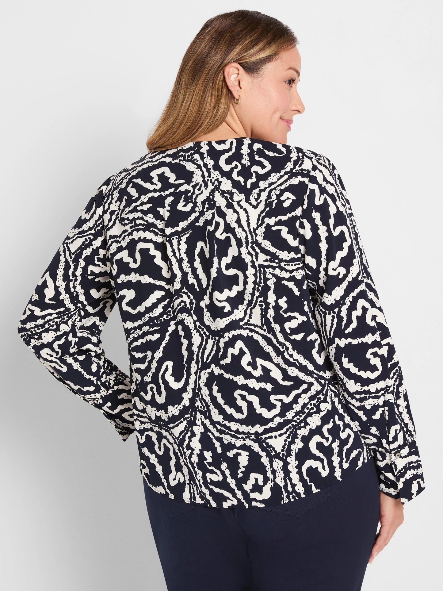 Indigo Leaf Double Crepe Top