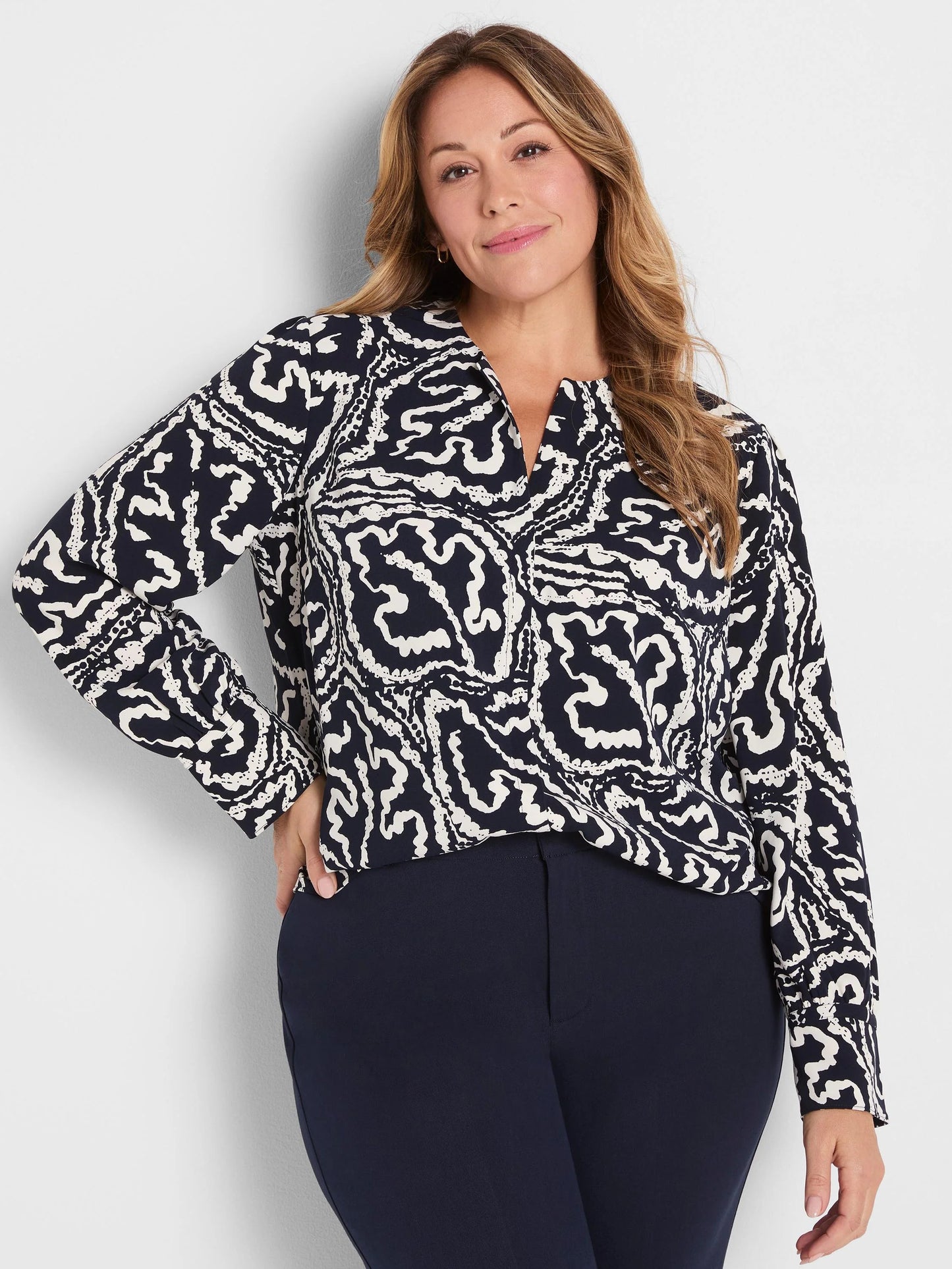 Indigo Leaf Double Crepe Top