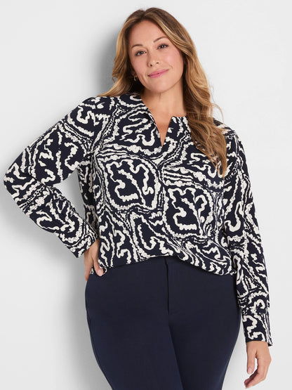 Indigo Leaf Double Crepe Top