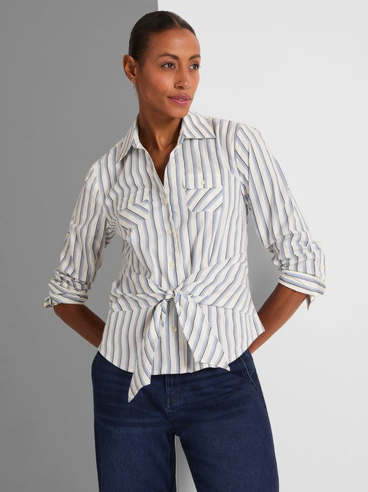 Striped Iconic Tie Front Shirt
