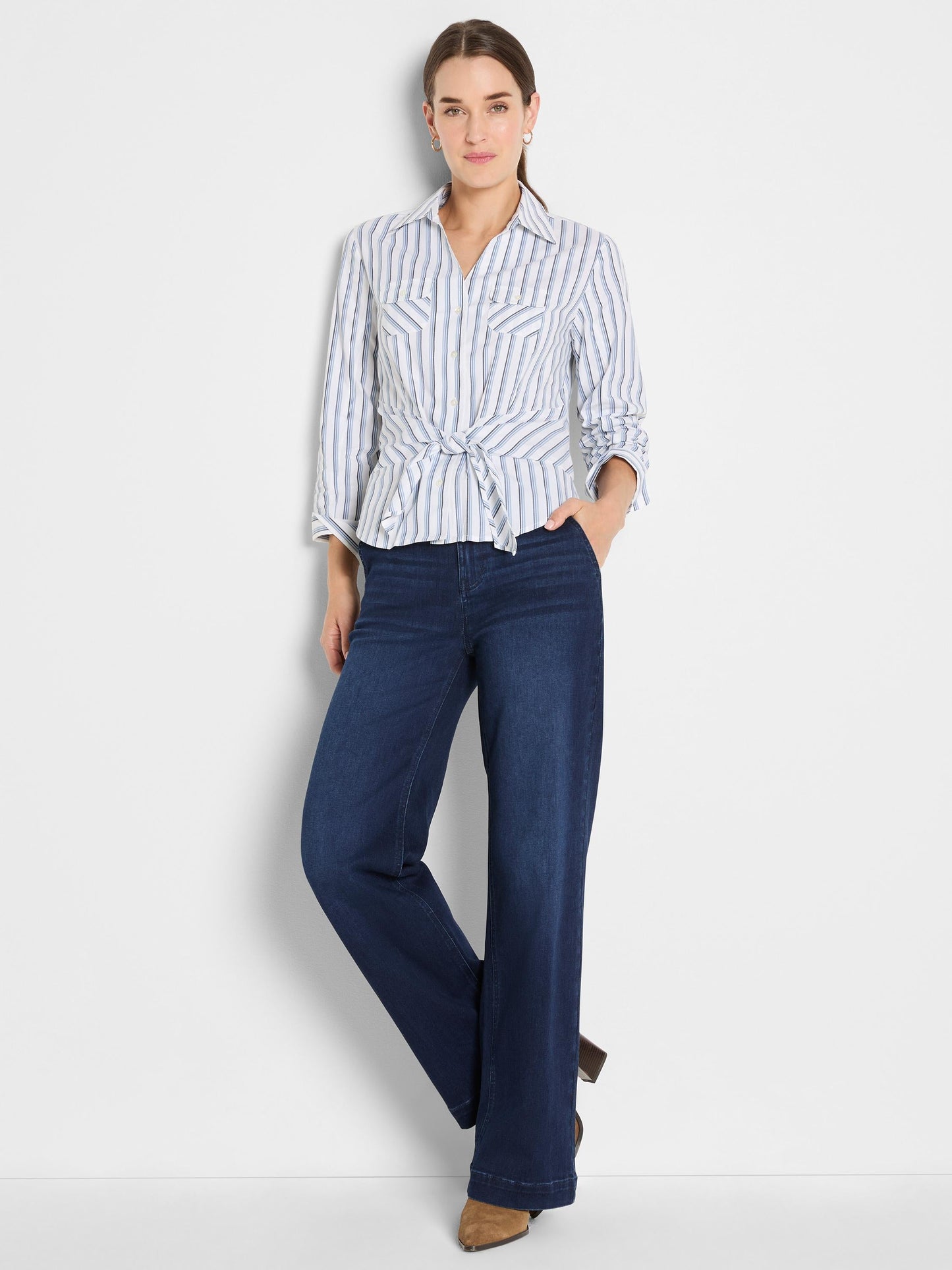 Striped Iconic Tie Front Shirt