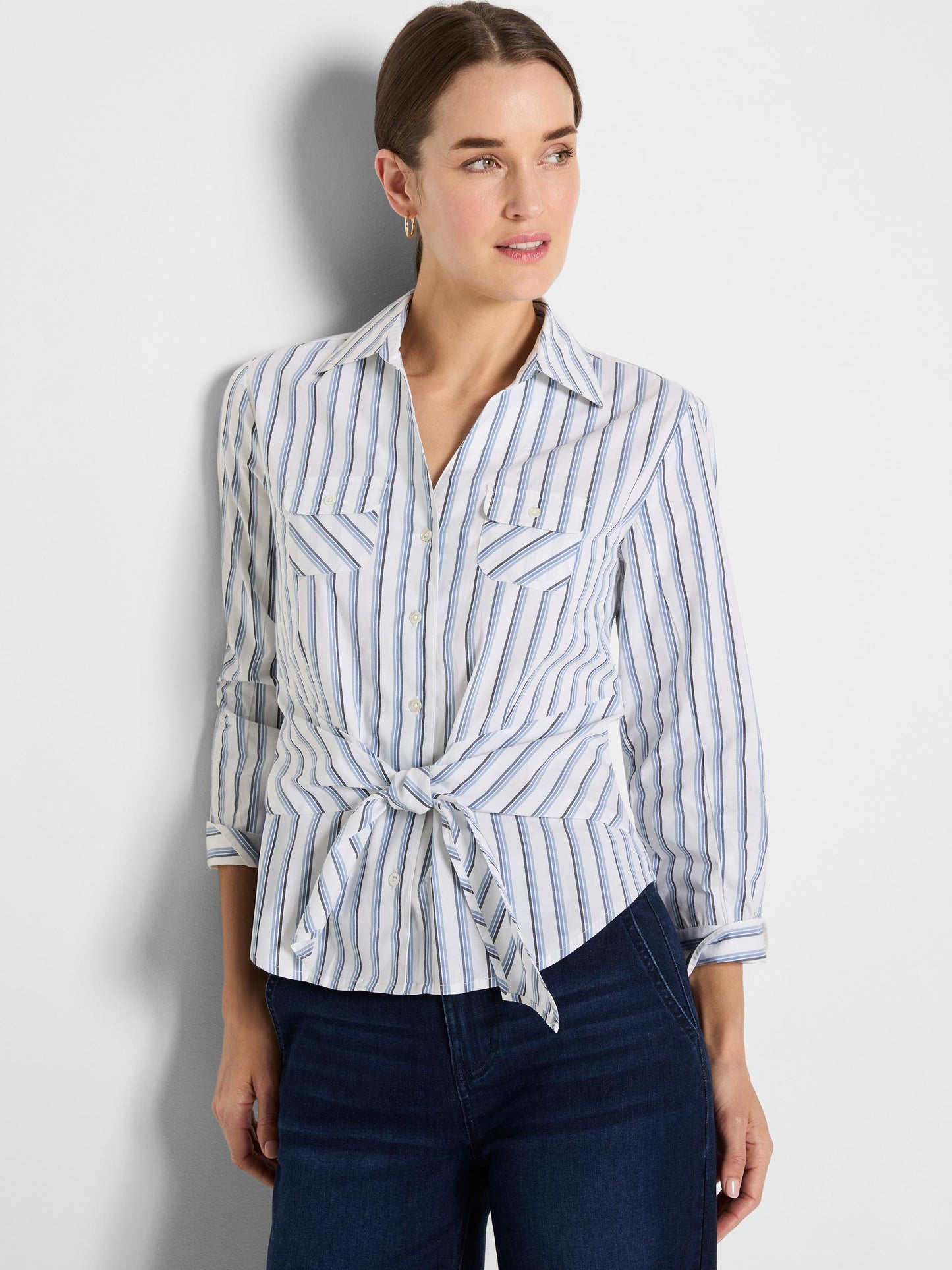 Striped Iconic Tie Front Shirt